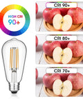 Vintage LED Edison Bulbs 6W Equivalent 60W Warm White 2700K ST58 Antique Filament Bulbs With 90 Plus CRI E26 Base Dimmable