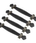 4 Pack Black PU Leather Drawer Pulls 7.6 Inch Vintage Leather Cabinet Handles With Mounting Screws For Cabinets, Dressers
