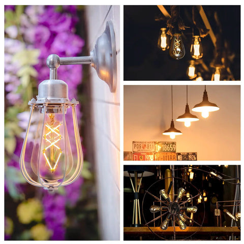Vintage Edison LED Bulbs 60W Equivalent E26 Base 2700K Soft White Dimmable Amber Glass ST64 For Cozy Dining Room Vibe Six Pack 6W