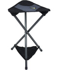 Portable Folding Camping Stool With PackSeat Design, black powder-coated steel frame, open view, suitable for outdoor events.
