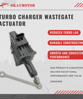 OKAYMOTOR turbocharger wastegate actuator with gray plastic housing and metal linkage rod