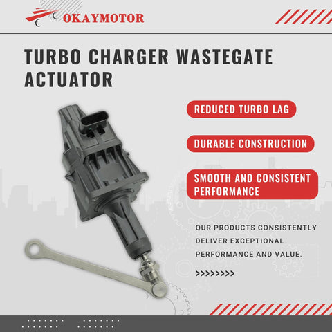 OKAYMOTOR turbocharger wastegate actuator with gray plastic housing and metal linkage rod