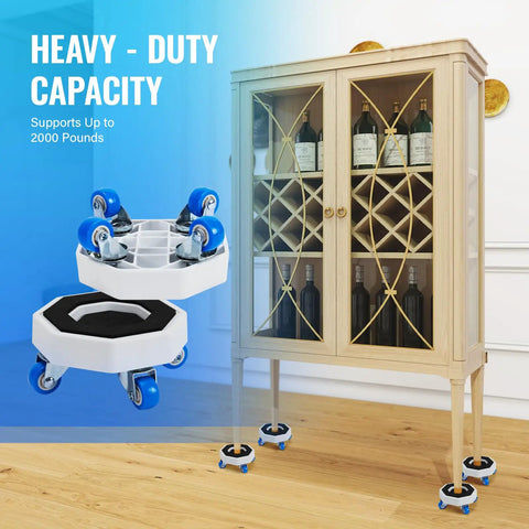 Heavy Duty Furniture Movers And Hex Sliders With Roller Wheels No Sweat Moving Tool Set for lifting furniture on hardwood floor.