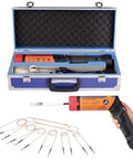 Pro 1100 Watt Induction Bolt Heater Set Features Eight Swappable Coils Plus Rigid Transport Bin, showing heater and coils.