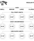 Size chart for Womens UPF 50 Long Sleeve Rash Guard Swim Tee For Surf And Beach Peaceful Lilac Swimsuit Top.