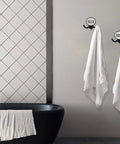 His And Hers Cast Iron Towel Hooks Set Of 2 For Wall Or Door Rustic Farmhouse Decor with towels in modern bathroom