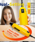 220Pcs Heat Shrink Tubing Kit With 3 To 1 Adhesive Lined Tubes And Dual Temperature Mini Heat Gun Waterproof Insulated Shrink Wrap For Automotive And Marine Wiring Repair, showing yellow dual-temperature heat gun.