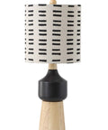 Natural Wood And Black Ceramic Table Lamp With Linen Mudcloth Shade, Rotary Switch, 60W Max, Dope Sleek Modern Home Decor Light