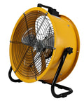 24 Inch Heavy Duty Industrial Oscillating Metal Drum Fan Solid Steel Beast Adjustable Tilt And Multi Speed Settings For Slashing Heat In Garages Workshops And Basements, yellow drum fan with metal blades.