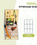 6 By 4 Outdoor Storage Shed In Brown Sturdy Metal Building With Floor Frame And Operable Window Perfect Tool Shed interior view showing organized tools and gear