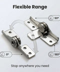 Torque Shaft Hinge With Adjustable Damping 2.0 N.M Small Metal Damper For Folding Tables Windows Doors Wardrobes Cabinets Boxes Flip Hinge Stop At Will 1 Pair L Plus R Silver.