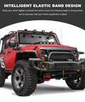 Heavy Duty 600D Oxford Winch Cover Waterproof And Uv Resistant Protector on red Jeep with elastic band design