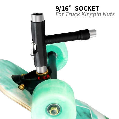 All In One Skate Tool Kit For Skateboards And Longboards With T Type Allen Key And L Type Phillips Head Wrench on board