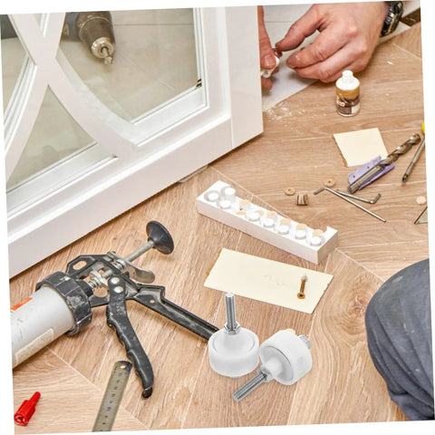 Rock Solid 2 Pack Heavy Duty Closet Door Roller Guides For Sliding Doors And Accordion Panels with installation tools on wooden floor
