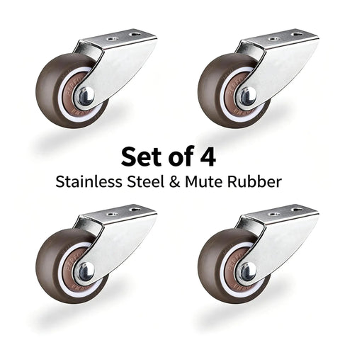 Tough As Nails One Half Inch Caster Wheels Set Of Four Hella Smooth Rubber Sliding Door Bottom Roller Track For Gates Sheds And Heavy Duty Furniture Anti Sag Repair Kit Stainless Steel Bracket Assembly Home Parts in a close-up view.