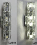 Chrome Crystal Wall Sconce With Four Lights Modern Tube Shape Glass Wall Light Fixture for Bedroom Living Room Hallway