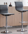Set Of 2 Adjustable Faux Leather Swivel Bar Stools With Back Counter Height 360 Degree Rotation Hydraulic Lift Grey Perfect For Kitchen Island Breakfast Bar Dining Room