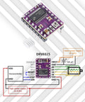 DRV8825 Stepper Driver Module For 3D Printers And Robotics, wiring diagram included, 45V 2.5A Bipolar Motor Driver, heat sink