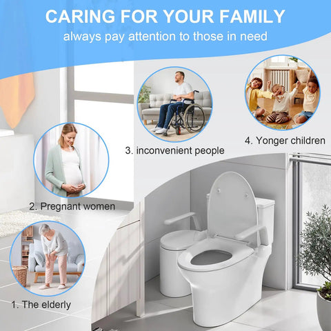 Bathroom setup with Foldable Toilet Safety Rail With Aluminum Handrail Heavy Duty Grab Bar For Elderly Seniors Handicap Pregnancy Support