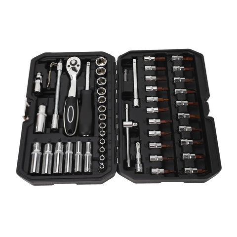 One Quarter Inch Socket Wrench Set With Premium Steel Ratchet Beefy High Torque Performance Mechanic Grade Tool Kit Durable Storage Case.