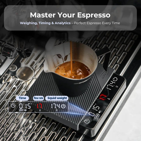 Espresso Coffee Scale With Timer For Baristas And Home Brewers, Digital 2 Kg Capacity And 0.1 g Precision in use with coffee shot