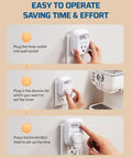 Rock Solid Indoor Countdown Timer Outlet Plug providing zero fuss digital controls, shown in use on wall socket.
