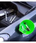 Green Magnetic Nut Cups 2 Pack, Curved Magnetic Parts Tray Holds Up To 5 Pounds, on car hood holding bolts