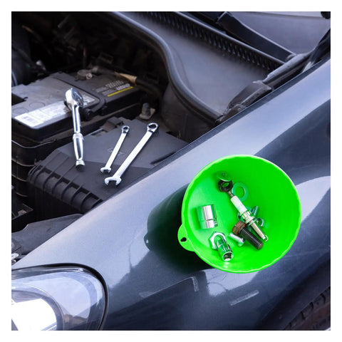 Green Magnetic Nut Cups 2 Pack, Curved Magnetic Parts Tray Holds Up To 5 Pounds, on car hood holding bolts