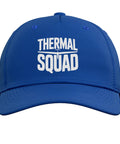 Adjustable Printed Sailplane Glider Hat For Thermals And Club Flights Royal Blue Baseball Cap with "Thermal Squad" text.