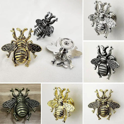 Bee Shaped Brass Wardrobe Knob And Cabinet Pull Handle For Cabinets And Drawers Single Hole Mount Silver Finish Zinc Alloy