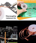 Desoldering Wick Set With Flux Wick Braids For PCB Repair And Keyboard Switches 10 Ft Length 2 mm Width Pro Grade Solder Removal