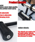 Heavy Duty Two Line Floor Marking Tape Applicator For Quick Aisle Marking In Warehouses Gyms Playgrounds And Sports Courts With Circle Drawing Kit close-up, stainless steel and rubber wheels