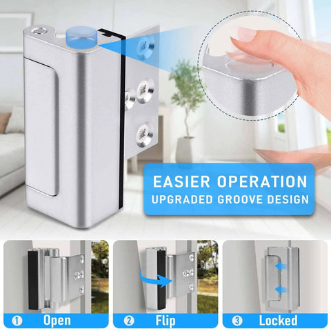 Door Reinforcement Lock Two Pack Heavy Duty Home Security Lock That Withstands Up To 800 Lbs Kid Proof Top Door Latch for Inward Doors