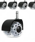 Heavy Duty 2 Inch Office Chair Wheels Set Of 5 Universal Fit Rubber Casters for carpet and hardwood floors, close-up view of wheel design