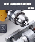 Industrial Grade 750W Mini Table Saw Featuring Integrated Polisher With Rapid Speed Knob Delivers Hella Accurate bench lathe function showing high concentric drilling.