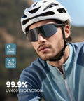 Ultra Lightweight Polarized Sports Shades For Men And Women 24g TAC HD UV400 Protection Adjustable Nose Pads Perfect For Cycling Running Fishing Golf Beach Driving And More worn by a cyclist