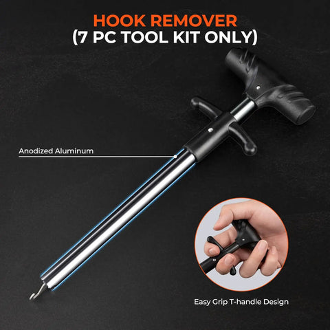 7 Piece Fishing Tool Kit With Rechargeable 65Lb Digital Fish Scale, Lip Grip And Tape Measure: anodized aluminum hook remover