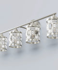 4 Light Bathroom Vanity Light In Brushed Nickel With Cylinder Crystal Shades Modern Wall Lights Over Mirror K9 Crystal Finishes