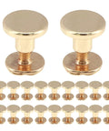 Built Tough Gold Chicago Screws, 20 Pack Heavy Duty Metal Rivets in gold, 3x5mm post screws for craft use.