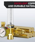ARCCAPTAIN gas regulator with vertical flow meter and gauge, gold finish for Argon/CO2/Helium welding
