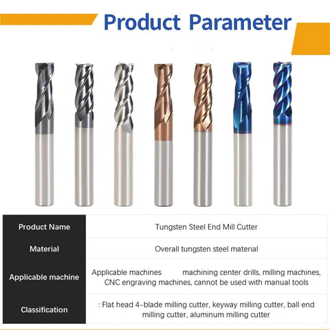 Heavy Duty Tungsten Steel Carbide End Mill Cutter With Alloy Coating For Precision Machining And Milling Operations, D3.5
