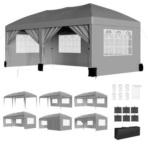Heavy Duty 10 By 20 Pop Up Canopy Tent For Party Bashes And Big Events Commercial Grade Event Shelter with sidewalls and bag