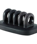 Weighted Desk Cord Organizer with No Slip, keeps cords tamed and in place. Black clip holder with 4 slots for cables.