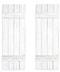 Weathered White Barn Door Shutter Wall Decor For Farmhouse Style Rustic Indoor Shutters With Barn Wood Charm Cozy Interior Wall Art From Family Owned American Shop, front view.