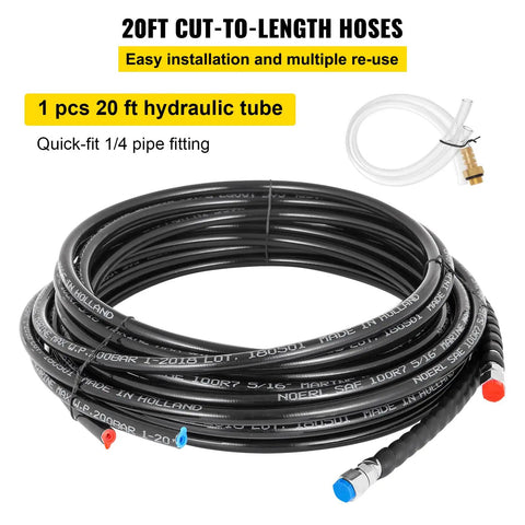 Hydraulic Outboard Steering Kit For 90HP Motors With Helm Pump Cylinder Marine Steering System Upgrade Durable Aluminum Alloy Casing Built In Two Way Lock Strong Nylon Hose Easy Installation showing 20ft hydraulic tube with fittings