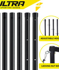 Steel poles with adjustable height feature from the All-Purpose Volleyball Net Set For Backyard, Beach Or Indoor Play With 32x3 Foot Regulation Net.