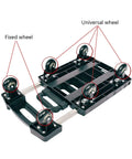 Foldable Hand Truck Dolly With 6 Wheels For Home Office And Travel Ultra Lightweight Portable Trolley Cart 330 Lbs Capacity Stretchable Handle Red Platform Cart For Easy Gear Transport showing fixed and universal wheels