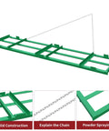 8ft Heavy Duty Drag Harrow For ATV UTV Yard Drag And Driveway Grader With 6ft Chain Gravel Leveling Tool Green Rust Resistant Coating All Steel Construction For A Smooth Yard And Driveway Finish, showing solid green steel frame and chain detail