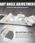 Lit Three Light Chrome Vanity Light Bar With Dimmable LED Heads, Adjustable 180 Degree Up Down And 360 Degree Swivel