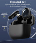 Wireless Lavalier Microphone For iPhone With AI Noise Reduction shown with charging case highlighting 35-hour battery life.
